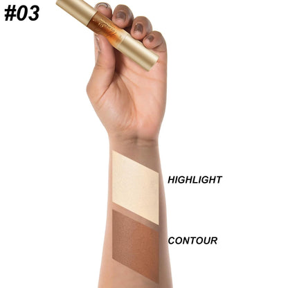 FOCALLURE 2 in 1 Cream Bronzer and Highlighter Stick,Non-greasy & Non-drying Contour Pencil,Easy to Create a Natural Matte Finishing,Long Lasting & Waterproof Face Brighten Make up Pen,MEDIUM