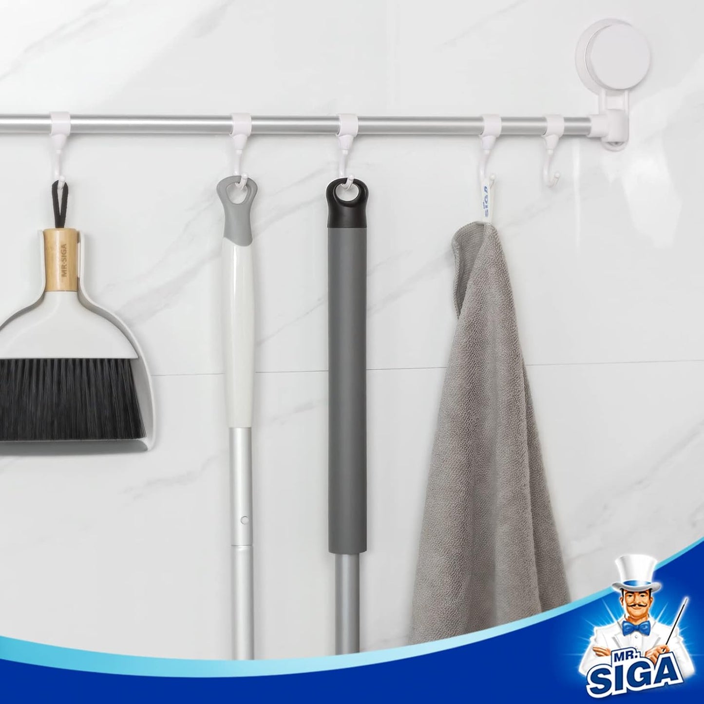 MR.SIGA Grout Scrub Brush with Long Handle, Shower Floor Scrubber for Cleaning