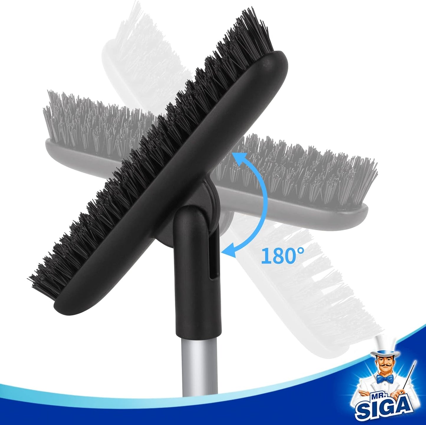 MR.SIGA Grout Scrub Brush with Long Handle, Shower Floor Scrubber for Cleaning