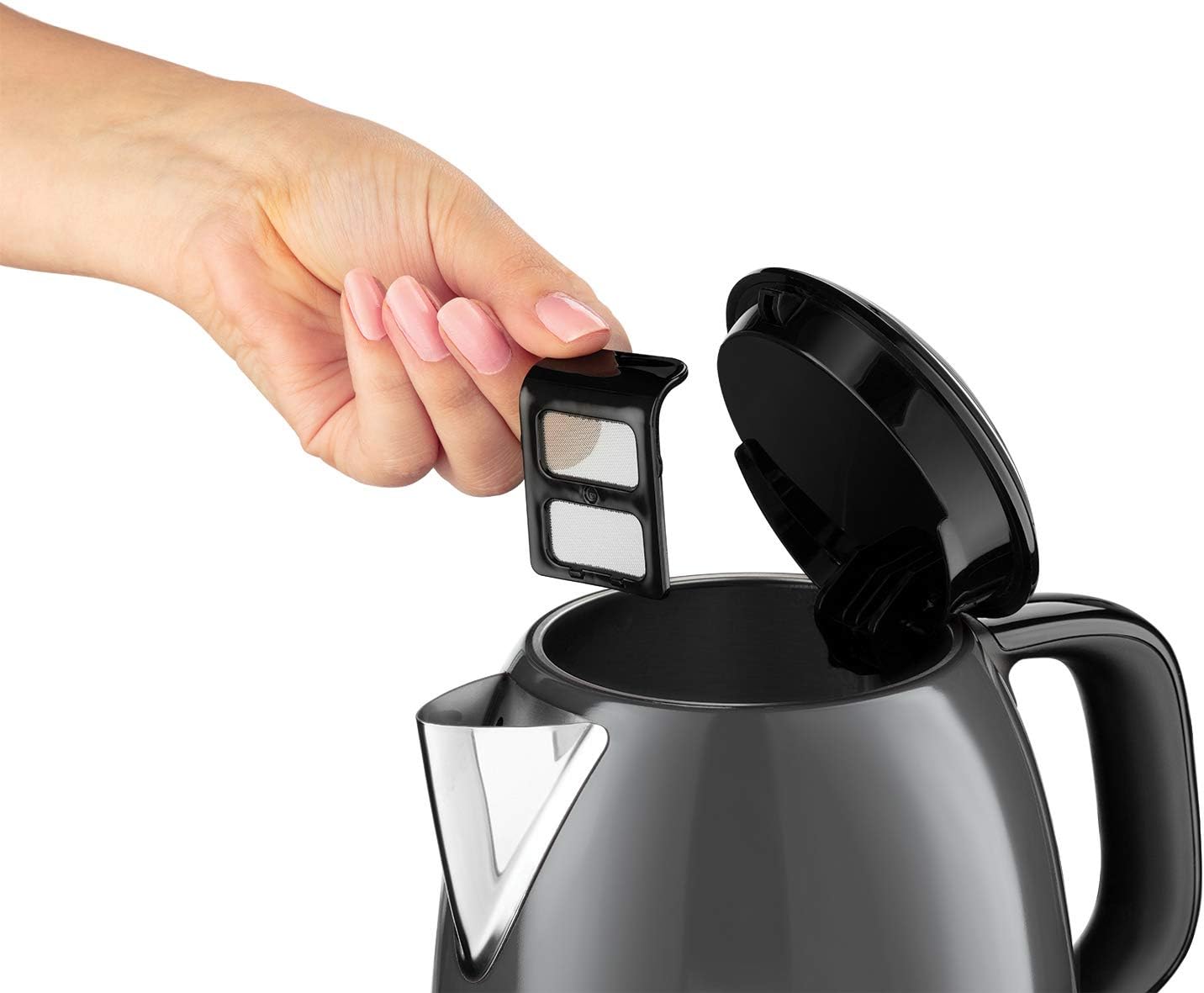 Russell Hobbs Colours+ 24993-70 Small Kettle [1.0 L] Stainless Steel Grey (2400 W, Quick Boil Function, Removable Limescale Filter, External Water Level Indicator, Travel Kettle) Tea Maker