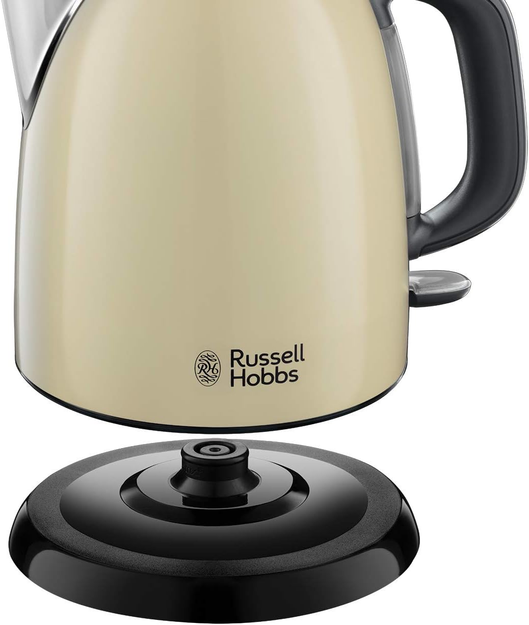 Russell Hobbs Colours+ 24994-70 Kettle [1.0 L] Stainless Steel Cream (2400 W, Quick Boil Function, Removable Limescale Filter, External Water Level Indicator, Small Travel Kettle)