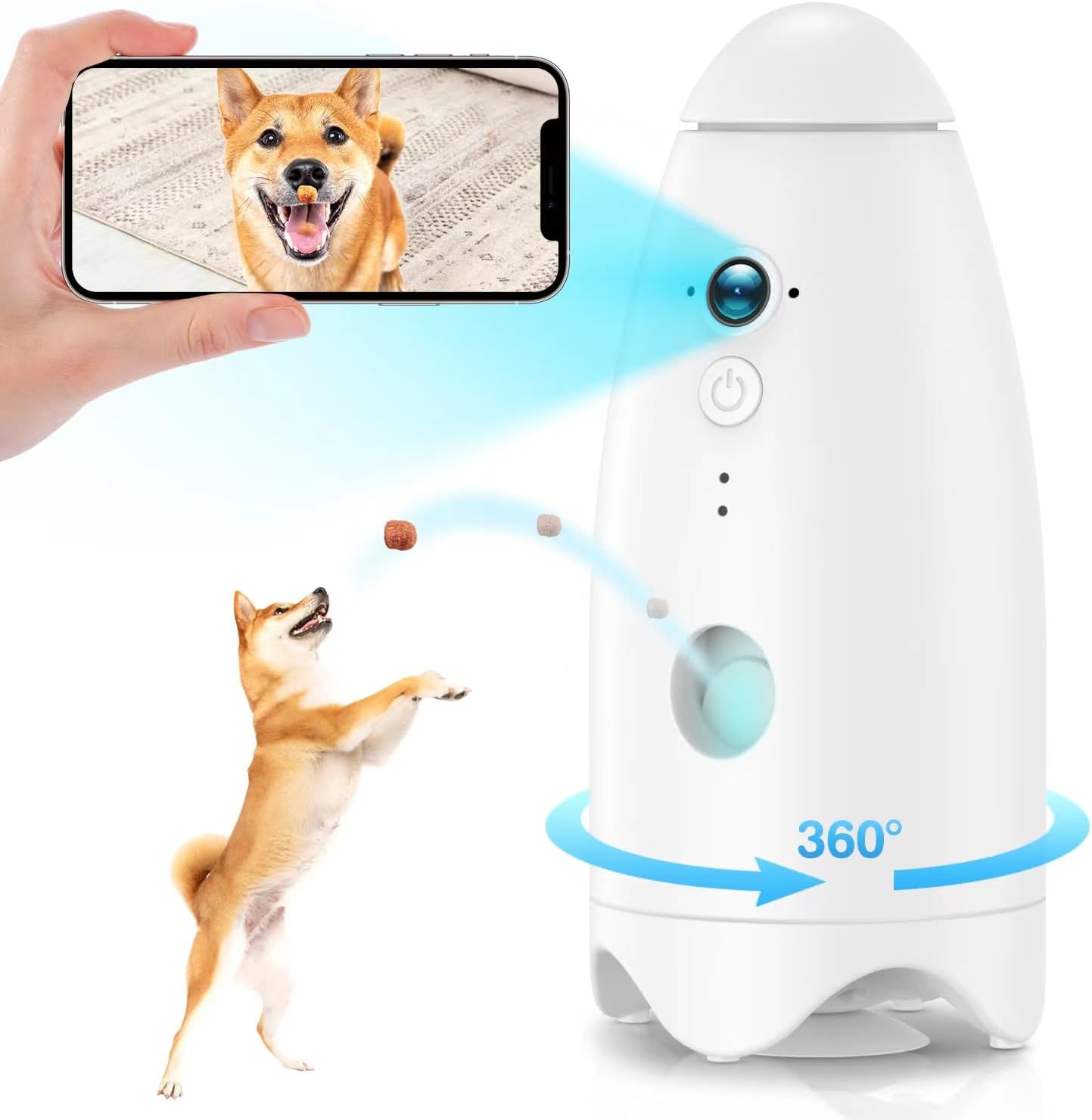 dog-camera-treat-dispenser-360°view-pet-camera-2K HD Camera with Phone app-Automatic Dog Feeder-Dog Toys-cat Camera 8X HD -Treat Dispenser