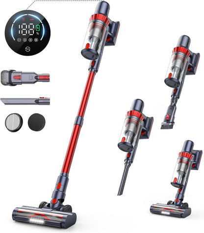 HONITURE Cordless Vacuum Cleaner, 400W 33Kpa Stick Vacuum Cordless with LCD Smart Touchscreen, Max 50mins