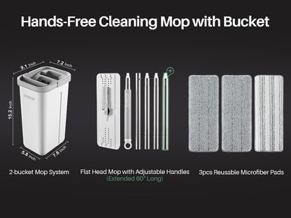 JOYMOOP Mop and Bucket Set with Wringer, Flat Mops for Floor Cleaning