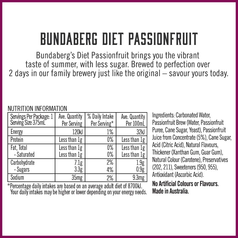 Bundaberg Diet Passionfruit 24 x 375ml