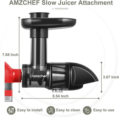 Metal Food Grinder Attachment for AMZCHEF Slow Juicers ZM1501&GM3001-Stainless Steel Accessories includes 3 Sausage Stuffer Tubes, 3 Grinding Blades&Plates and 1 Cleaning Brush, Rust-proof and Durable