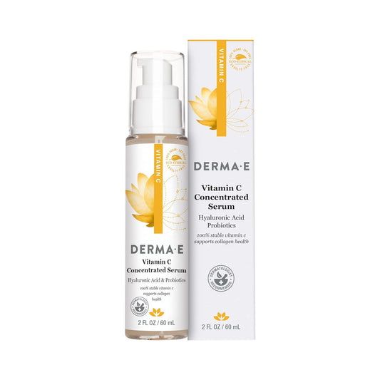 DERMA E Vitamin C Concentrated Serum with Hyaluronic Acid, Vitamin E & Aloe, All Natural, Antioxidant-Rich Concentrated Facial Serum – Firming and Brightening Vitamin C Face Serum, 2oz