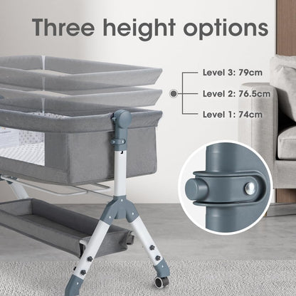 PlayPals Baby Bassinet with Mattress, Rocking Baby Crib,Grey