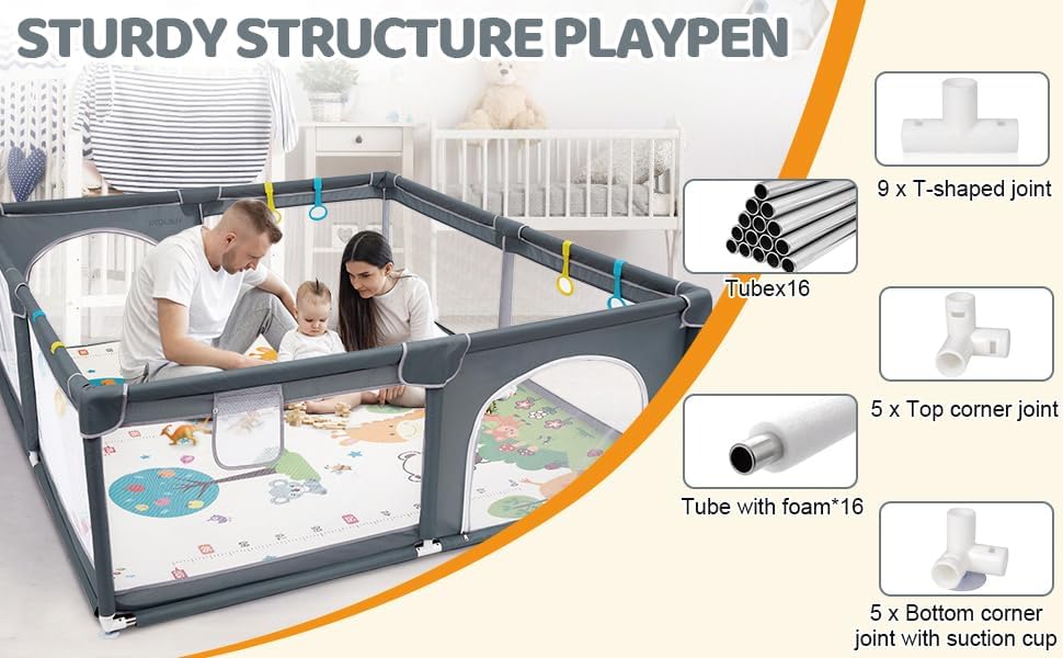 Large Baby Playpen with Mat - 200 x 180 cm