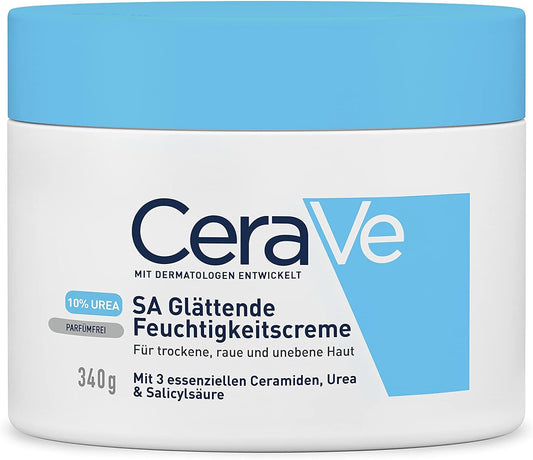 CeraVe SA Urea Smoothing Moisturising Cream for Dry, Rough and Uneven Skin, with Urea, Salicylic Acid, Hyaluronic and 3 Essential Ceramides,