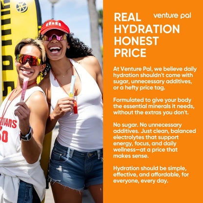 Venture Pal Sugar Free Electrolyte Powder Packets - Liquid Daily IV Drink Mix for Rapid Hydration & Party Recovery | 5 Vitamins & 7 Electrolytes| Keto Friendly | Non-GMO | Certified Vegan | 16 Sticks