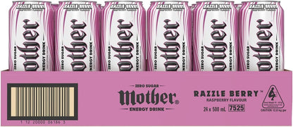 Mother Energy Drink Zero Sugar Razzle Berry Cans 24 x 500mL