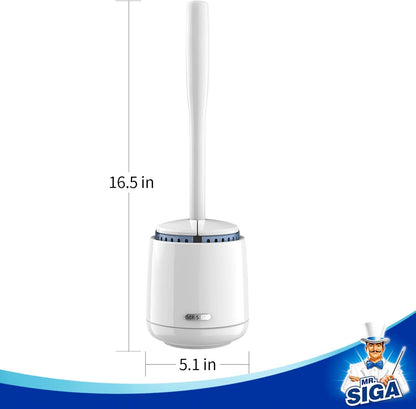MR.SIGA Premium Toilet Bowl Brush and Holder with Solid Handle and Durable Bristles for Bathroom Cleaning, White, 1 Pack