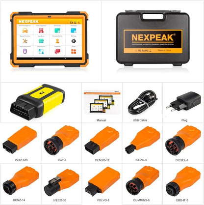 yise-O0565 New NEXPEAK K3 OBD2 Scanner Heavy Duty Diagnostic Tool for Car and Truck OBD2 Key Programmer (EU-Plug)