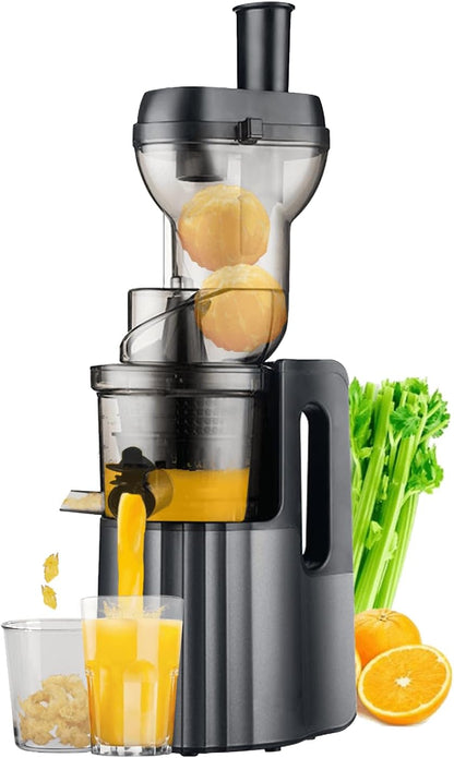 Cold Press Juicer Masticating Slow Juicer, Orange Juicer with 76-130mm Wide Mouth Feed Chute for Full-Bodied Fruit & Veg Juice, High Yield Preserves