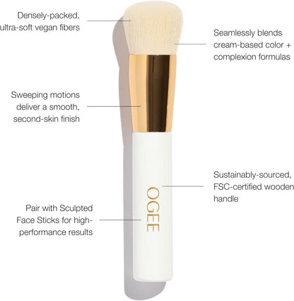 Ogee Blender Brush - Professional Quality Makeup Brush - Ultra-Soft Foundation Brush with Vegan Bristles for Flawless Makeup Application