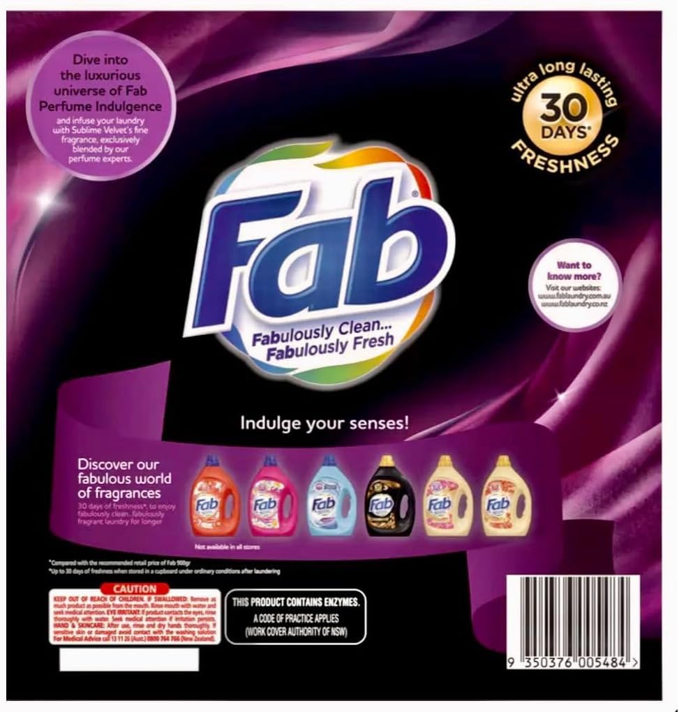 Fab Perfume Indulgence Sublime Velvet Front & Top Loader Powder Laundry Detergent 9 kg