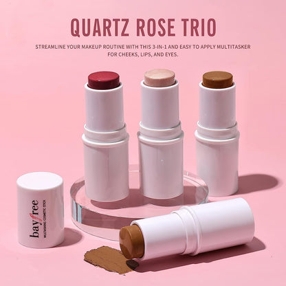 KIMUSE Multi Stick Trio Face Makeup, Cream Blush Stick for Cheeks & Lips