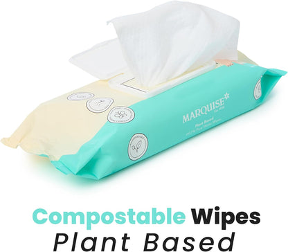 Marquise Baby Wet Wipes Biodegradable, 99.7% Water Based Wipes, 768 count (12 x 64 Pack), Frangrance Free and Hypoallergenic for Sensitive Skin and Newborns