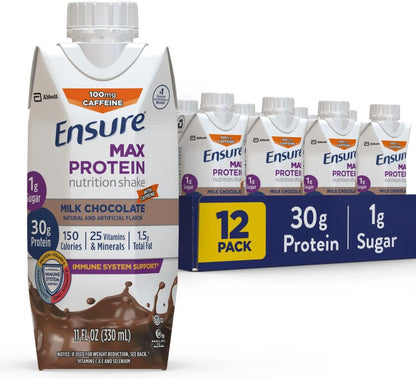 Ensure Max High Protein Nutrition Shake Milk with 30g of Protein 1g of Sugar & Max Protein Nutrition Shake, with 30g of Protein