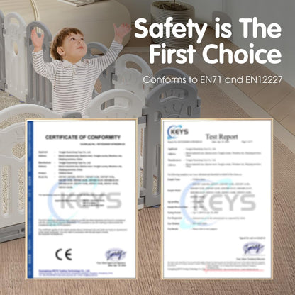 PlayPals Baby Playpen, 18 Panels Baby Play Pen with Lock Door, Adjustable  (Gray + White)