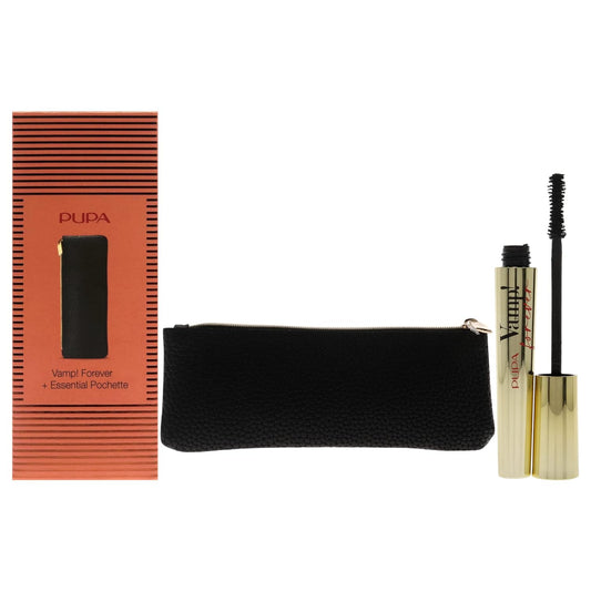 Pupa Milano Vamp! Forever Set 0.30 oz Vamp! All In One Mascara -111 Forever Black, Bag Women 2 Pc