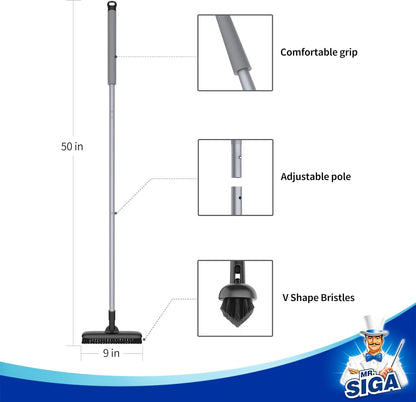 MR.SIGA Grout Scrub Brush with Long Handle, Shower Floor Scrubber for Cleaning