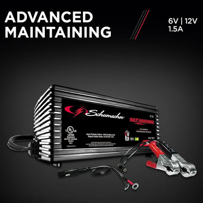 Automatic Battery Maintainer - 1.5 Amp, 6/12V - For Car, Power Sport, or Marine Batteries