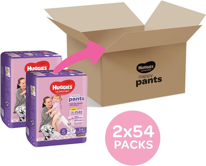 Huggies Ultra Dry Nappy Pants Girl Size 5 (12-17kg)  108 Nappies