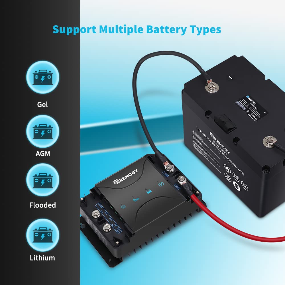 12V MPPT Solar Charge Controller, Capable for Solar Panel and Alternator Power Input, with DC to DC Battery Charger Function, for Gel, AGM, and Lithium Batteries