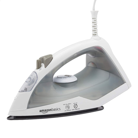 Basics Teflon Soleplate Steam Iron, 1200-Watt, Gray, 1.31ft