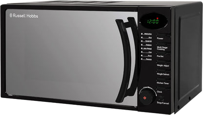 Russell Hobbs RHM1714B 17 Litre 700 W Black Digital Solo Microwave with 5 Power Levels, Digital Clock and Timer, 8 Auto Cook Menus, Automatic Defrost, Easy Clean