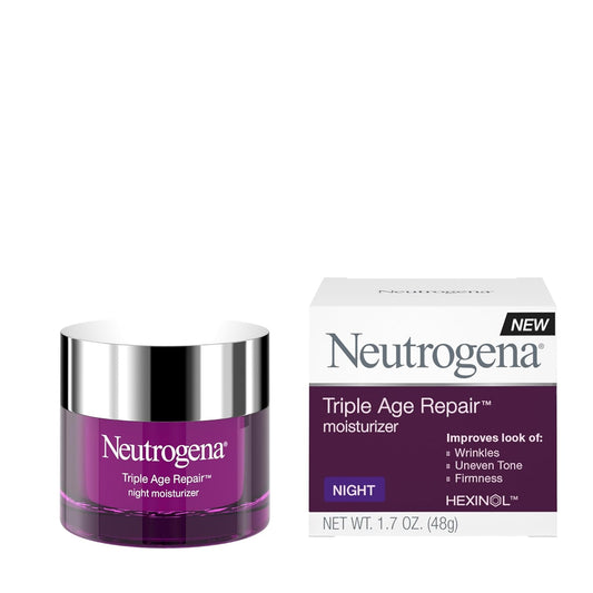 Neutrogena Triple Age Repair Anti-Aging Night Cream with Vitamin C; Fights Wrinkles & Evens Tone, Firming Anti-Wrinkle Face & Neck Cream; Glycerin & Shea Butter