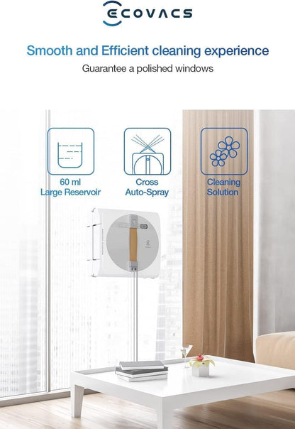Ecovas Cleaning Robot, Intelligent Cleaning with Dual Cross Water Spray Technology, Win SLAM 3.0 Path Planning, 2800Pa Suction Power, App Control