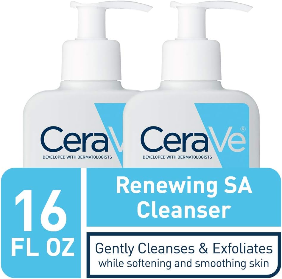CeraVe Salicylic Acid Cleanser | 8 Ounce, Pack of 2 | Renewing Exfoliating Face Wash with Vitamin D for Rough and Bumpy Skin | Fragrance Free