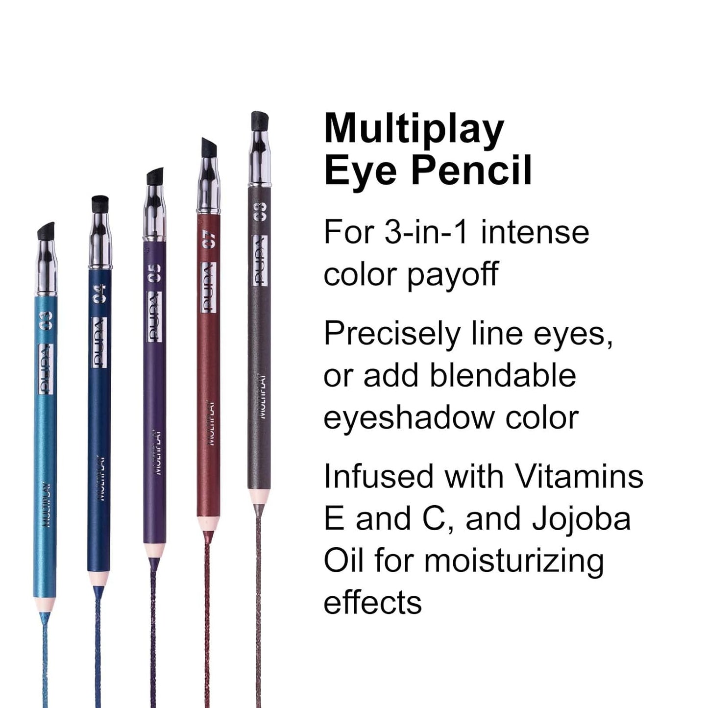 Pupa Milano Multiplay Eye Pencil - Creamy, Blendable Eyeliner With Smudge Tip - Create Long Wearing, Glamorous Intensity - Smooth, Lasting Color Liner For Waterline Or Lid - 54 Indigo Blue - 0.04 Oz