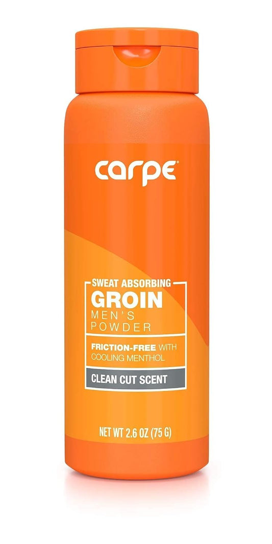 Carpe Sweat Absorbing Groin Powder (For Men) - Designed for Maximum Sweat Absorption - Mess and Friction Free, Stop Chafing