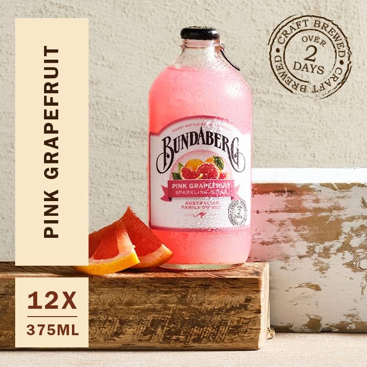 Bundaberg Pink Grapefruit Sparkling Drink, 12 x 375 Milliliters