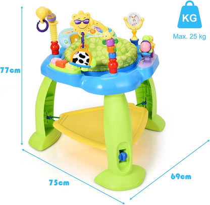 BABY JOY 2-in 1 Infant Activity Center, Baby Jumper w/360-Degree Rotating Seat, 3 Adjustable Height, Lights, Music, Piano, Toys, Sit-to-Stand Interactive Station for 6-36 Months