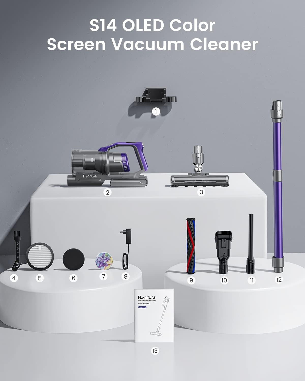 Honiture S14 Cordless Vacuum Cleaner, 450W Handheld Vacuum, Up to