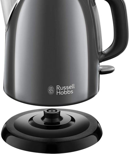 Russell Hobbs Colours+ 24993-70 Small Kettle [1.0 L] Stainless Steel Grey (2400 W, Quick Boil Function, Removable Limescale Filter, External Water Level Indicator, Travel Kettle) Tea Maker