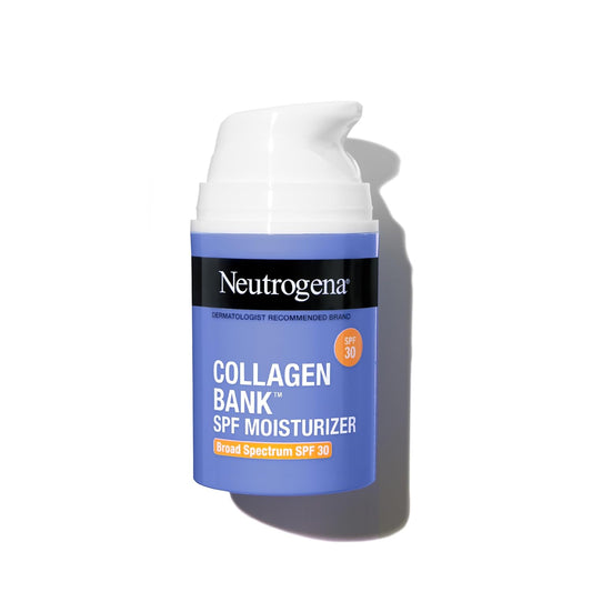Neutrogena Collagen Bank Facial Moisturizer, SPF 30, Daily Collagen Face Moisturizer + Bakuchiol for Visibly Glowing, Plump Skin, Non-Comedogenic, Lightweight & Fragrance-Free, 2 fl. oz