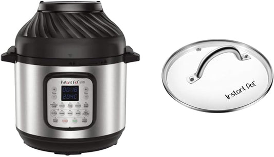 Instant Pot Duo Crisp + Air Fryer 11-in-1 Multicooker, 8L - Pressure Cooker, Air Fryer, Slow Cooker, Steamer, Sous Vide Machine & Baking Functions & Genuine Tempered Glass lid, Clear 10 in. 8 Quart
