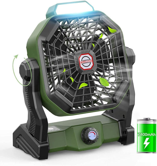 Outdoor Camping Fan with Lantern and Hook,Camping Fan Rechargeable, 7800mAh Battery Operated Powered Fan