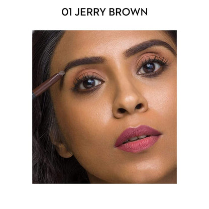 l Brow Definer (01 Jerry Brown (Medium Brown) Medium, Jerry Brown, 0.35g)| Sweat & Humidity Resistant | Waterproof, Long-Lasting, 12hr coverage, built-in spoolie
