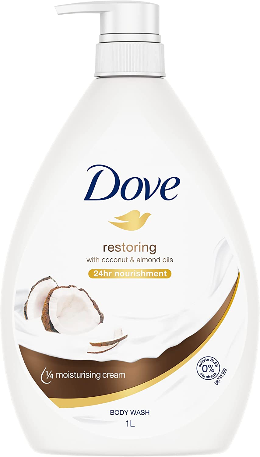 Dove Body Wash Restoring Coconut & Almond Oil 1L