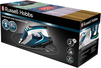Russell Hobbs Iron [Wireless with Base Station & Opt Temperature for All Fabrics] One-Perfect-Temperature Cordless (2600 W, 210 g/min Extra Steam Boost, Max 25 Seconds Ironing Time) Steam Iron