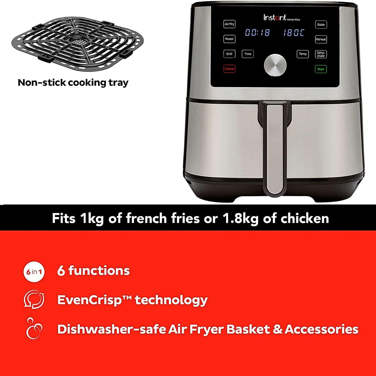 Instant Vortex Plus 5.7L Air Fryer & Décor Décor Cook Refillable Oil Sprayer,White