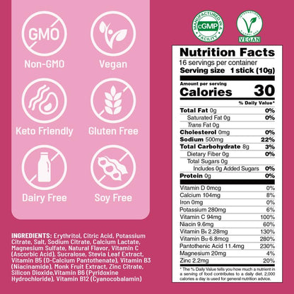 Venture Pal Sugar Free Electrolyte Powder Packets - Liquid Daily IV Drink Mix for Rapid Hydration & Party Recovery | 5 Vitamins & 7 Electrolytes| Keto Friendly | Non-GMO | Certified Vegan | 16 Sticks