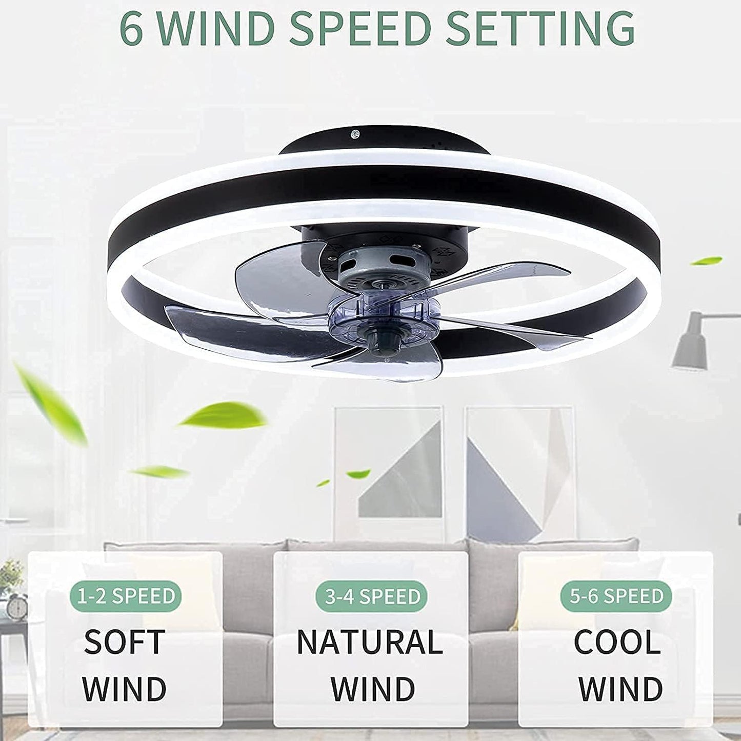 CHANFOK Low Profile Ceiling Fan with Light